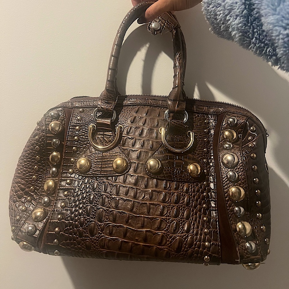 Vintage Michael Kors Crocodile Print Embellished Shoulder Bag
